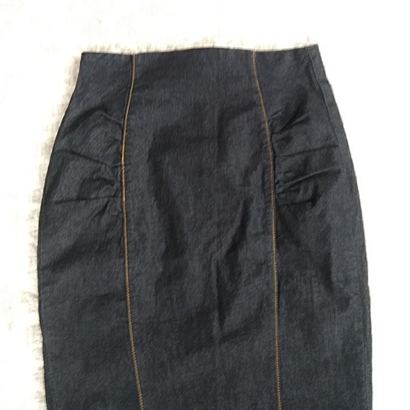 Bisou Bisou Pleated Denim Jean Skirt 6 Dark Wash Blue - Picture 3 of 14